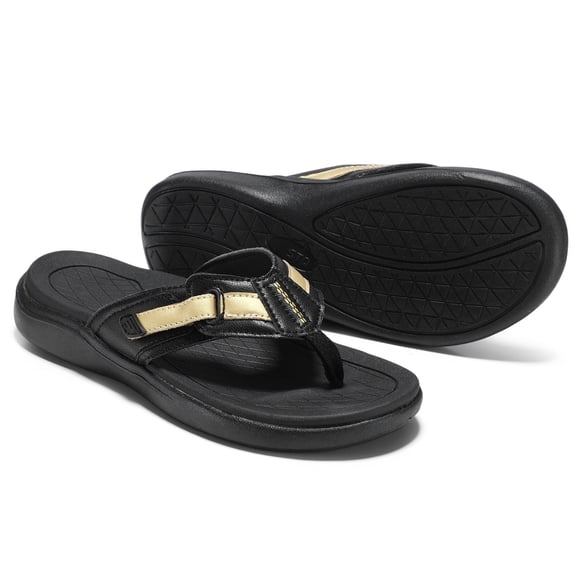 Flip Flops for Women with Arch Support - Flip Flops - Memory Foam - All Black - Size 10