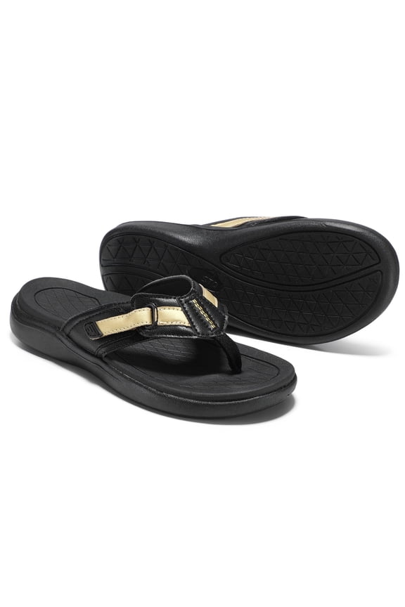 Flip Flops for Women with Arch Support - Flip Flops - Memory Foam - All Black - Size 10