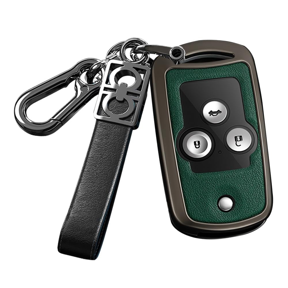 Flip Folding Key Fob Jacket Fit for Honda Accord 2008-2012 Metal Key Skin Leather Key Shell Double Protection Key Case Fit for MDX RDX TL TSX ZDX 2008-2013