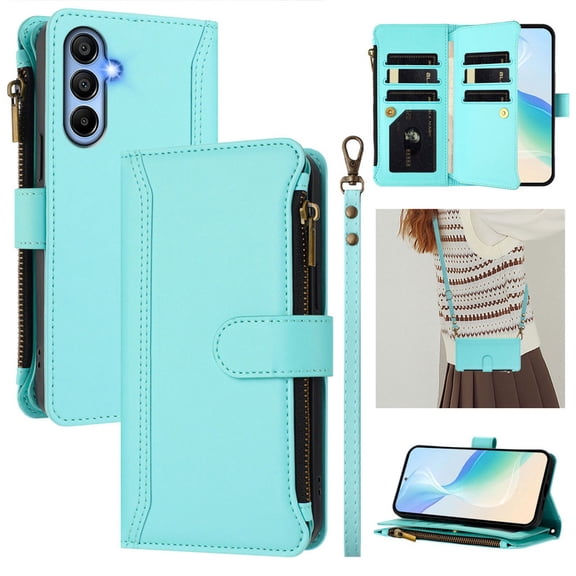 Flip Folio PU Leather Stand Shell with Magnetic Kickstand Phone Cover for Galaxy A15