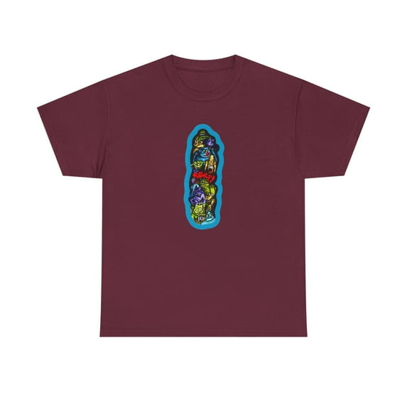 Flip Geoff Rowley Monster Party Skateboard 2000s Vintage Classic T Shirt Print - Maroon / XL