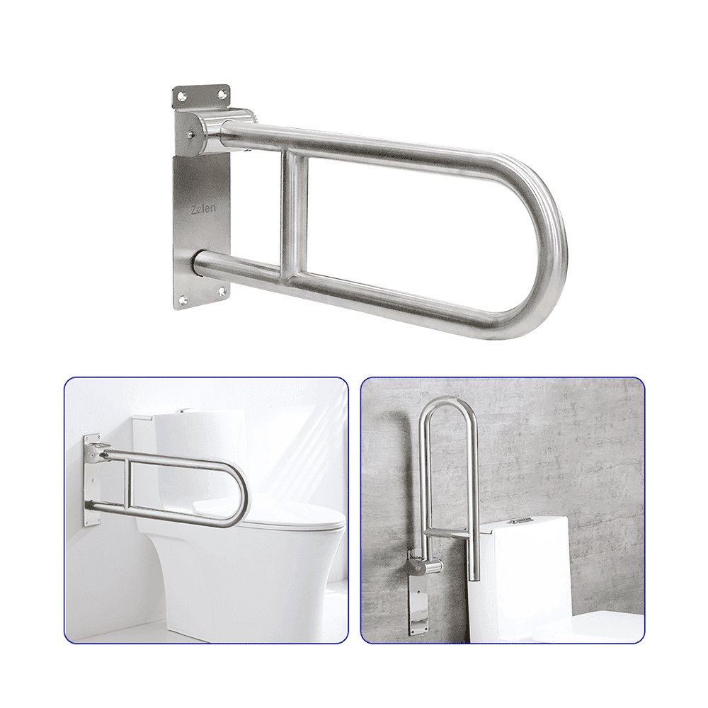 Toilet Grab Bars for Bathroom, Flip Up Shower Grab Bar, Stainless Steel  Toilet Safety Rails for Support, Bathroom Handles for Elderly and Mobility  ..., image size:1000x1000