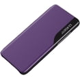 thumbnail image 1 of Flip Half Display Side Window Faux Leather Case with Flip Hidden Stand, Drop and Wear Resistant for Samsung Galaxy S23 S22 S21 S20 Ultra Plus FE Phone Case (Purple,S21 Plus), 1 of 1