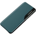 thumbnail image 1 of Flip Half Display Side Window Faux Leather Case with Flip Hidden Stand, Drop and Wear Resistant for Samsung Galaxy S23 S22 S21 S20 Ultra Plus FE Phone Case (Green,S21 Ultra), 1 of 8