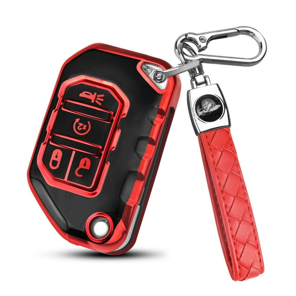 Flip Key Case Protector Accessories Compatible with 2018 - 2024 Jeep Wrangler JL/JLU (Including Rubicon, Sahara) and Gladiator