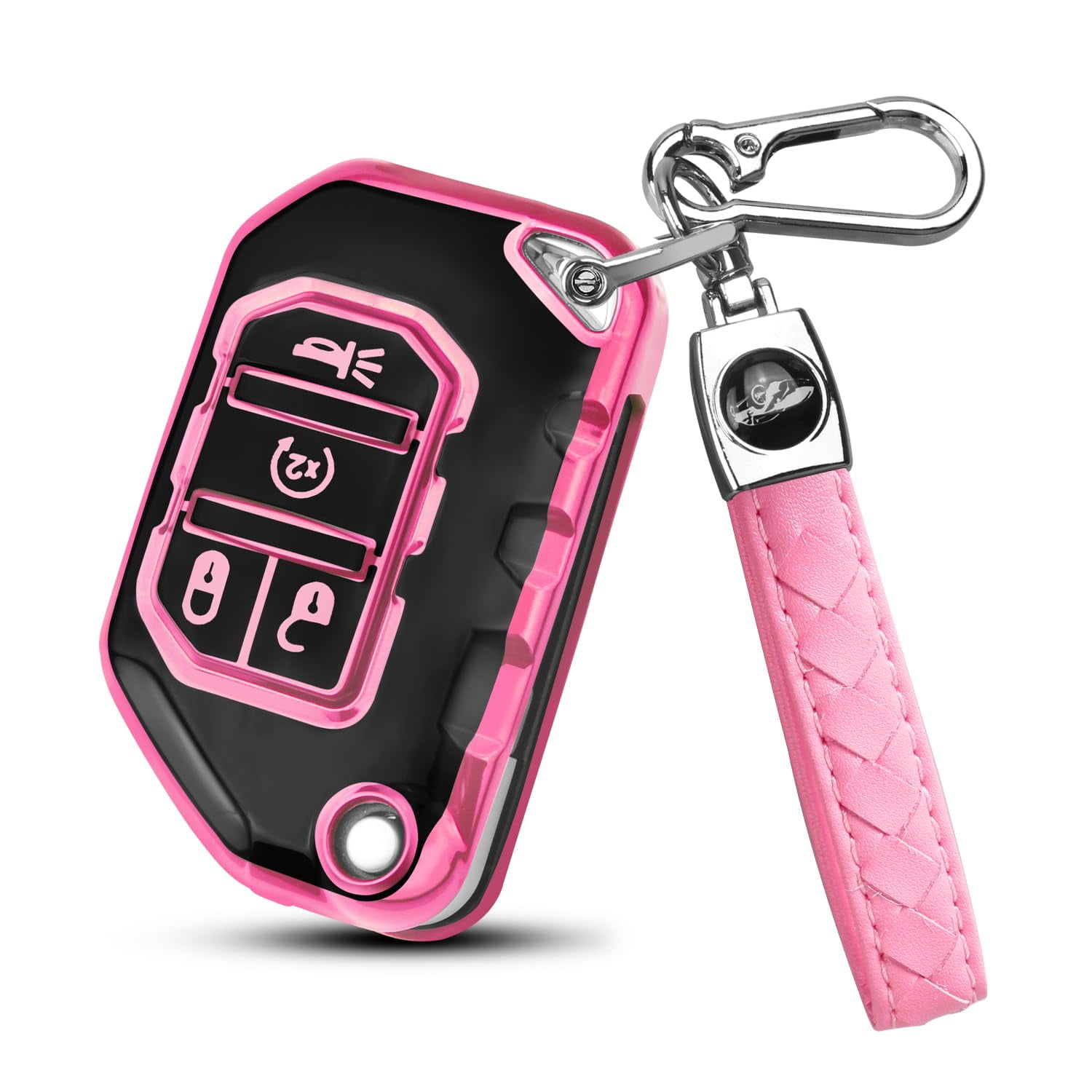 Flip Key Case Protector Accessories Compatible with 2018 - 2024 Jeep Wrangler JL/JLU (Including Rubicon, Sahara) and Gladiator