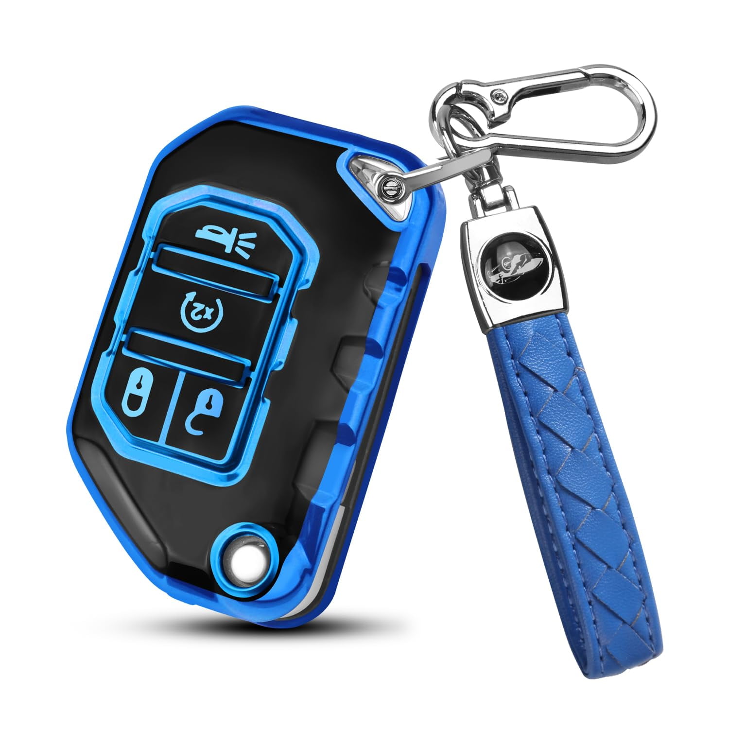 Flip Key Case Protector Accessories Compatible with 2018 - 2024 Jeep Wrangler JL/JLU (Including Rubicon, Sahara) and Gladiator