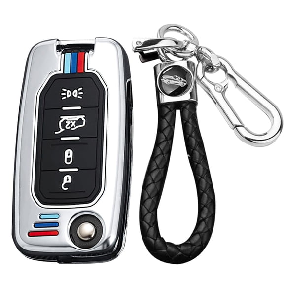 Flip Key Fob Holder Fit for Jeep Cherokee Renegade Grand for Dodge Ram Key Housing Key Accessories 4 Button