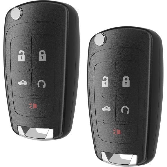 Flip Key Fob Replacement Remote Start Control, 5 Button Keyless Entry Remote with ABS Shell, Compatible with Camaro 2010-2018, Cruze 2010-2016, Equinox 2010-2019 and More, Black