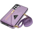 thumbnail image 1 of Flip Leather Wallet Cover for Samsung Galaxy S23 5G Crossbody Case with Credit Card Holder Strap Lanyard 6.1'', Women Girl Purse Kickstand (Purple,S23), 1 of 18