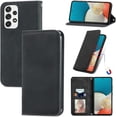 thumbnail image 1 of Flip Leather Wallet Phone Case for Samsung Galaxy A73 A53 A33 A32 5G A50 A51 A52 4G, Solid Color Stand Card Holder Back Cover(Black,A32 4G), 1 of 7