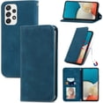 thumbnail image 1 of Flip Leather Wallet Phone Case for Samsung Galaxy S22 Ultra S21 Plus S20 FE S10 S9, Solid Color Stand Card Holder Back Cover(Blue,S21 FE), 1 of 7