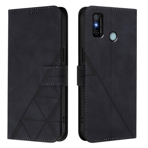 Flip Leather Wallet Phone Case with Card Holder & Wrist Strap for TECNO SPARK 6 GO/SPARK GO 2020/SPARK GO 2021-Business 3D Geometric Design.B01