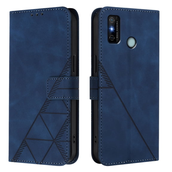 Flip Leather Wallet Phone Case with Card Holder & Wrist Strap for TECNO SPARK 6 GO/SPARK GO 2020/SPARK GO 2021-Business 3D Geometric Design.B03