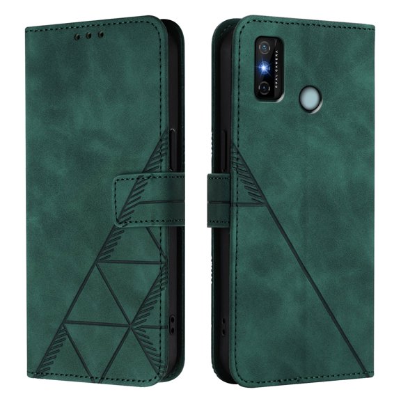 Flip Leather Wallet Phone Case with Card Holder & Wrist Strap for TECNO SPARK 6 GO/SPARK GO 2020/SPARK GO 2021-Business 3D Geometric Design.B04