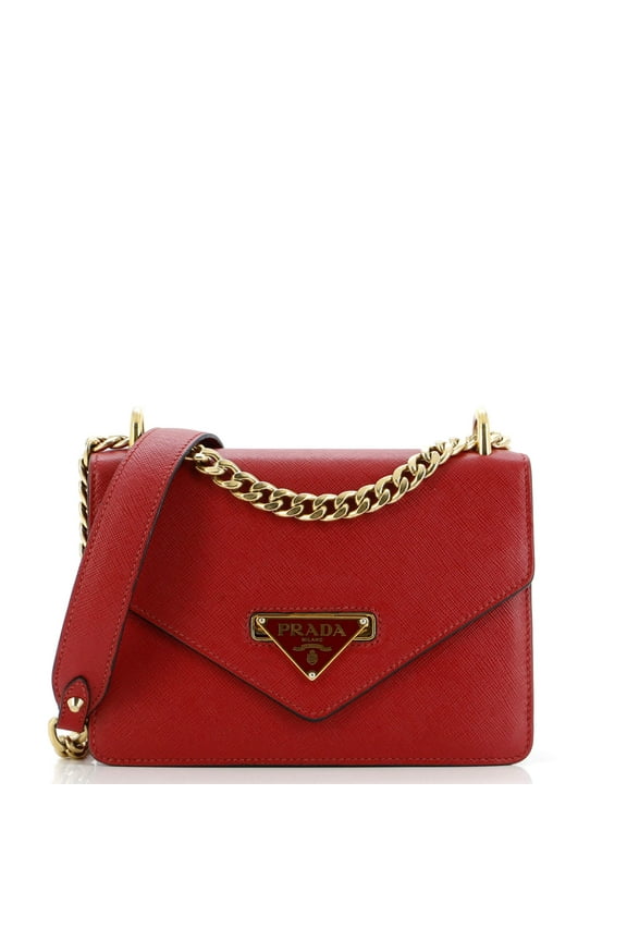 Pre-Owned Prada Flip Lock Chain Shoulder Bag Saffiano Leather Small By Rebag