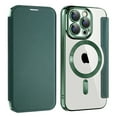 thumbnail image 1 of Flip Magnetic Case for Apple iPhone 11, Compatible with Magsafe Cards Holder Wallet Case RFID Blocking Clear Back Cover Anti-Scratch Folio Shockproof Bisiness Type Case for Women, Darkgreen, 1 of 7
