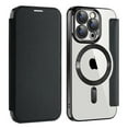 thumbnail image 1 of Flip Magnetic Case for Apple iPhone 12, Compatible with Magsafe Cards Holder Wallet Case RFID Blocking Clear Back Cover Anti-Scratch Folio Shockproof Bisiness Type Case for Women, Black, 1 of 7