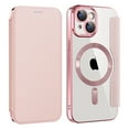 thumbnail image 1 of Flip Magnetic Case for Apple iPhone 13, Compatible with Magsafe Cards Holder Wallet Case RFID Blocking Clear Back Cover Anti-Scratch Folio Shockproof Bisiness Type Case for Women, Pink, 1 of 7