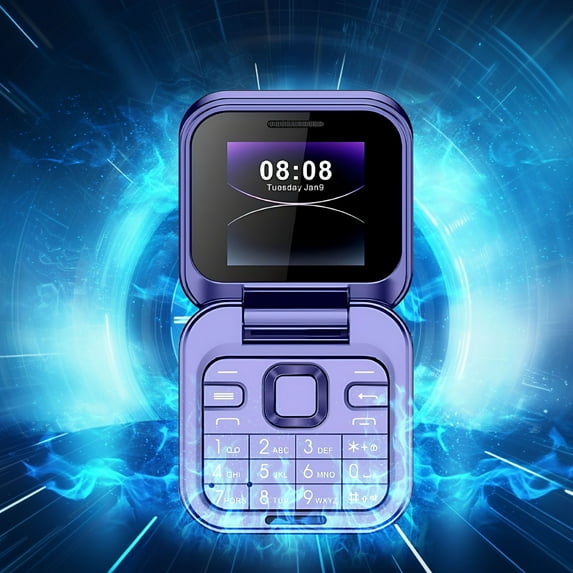 Flip Mobile Phone 2 SIM Card Small Display Foldable Cell Phone, Unlocked Flip Phone 2G Flip Cell Phone for Seniors (Purple)