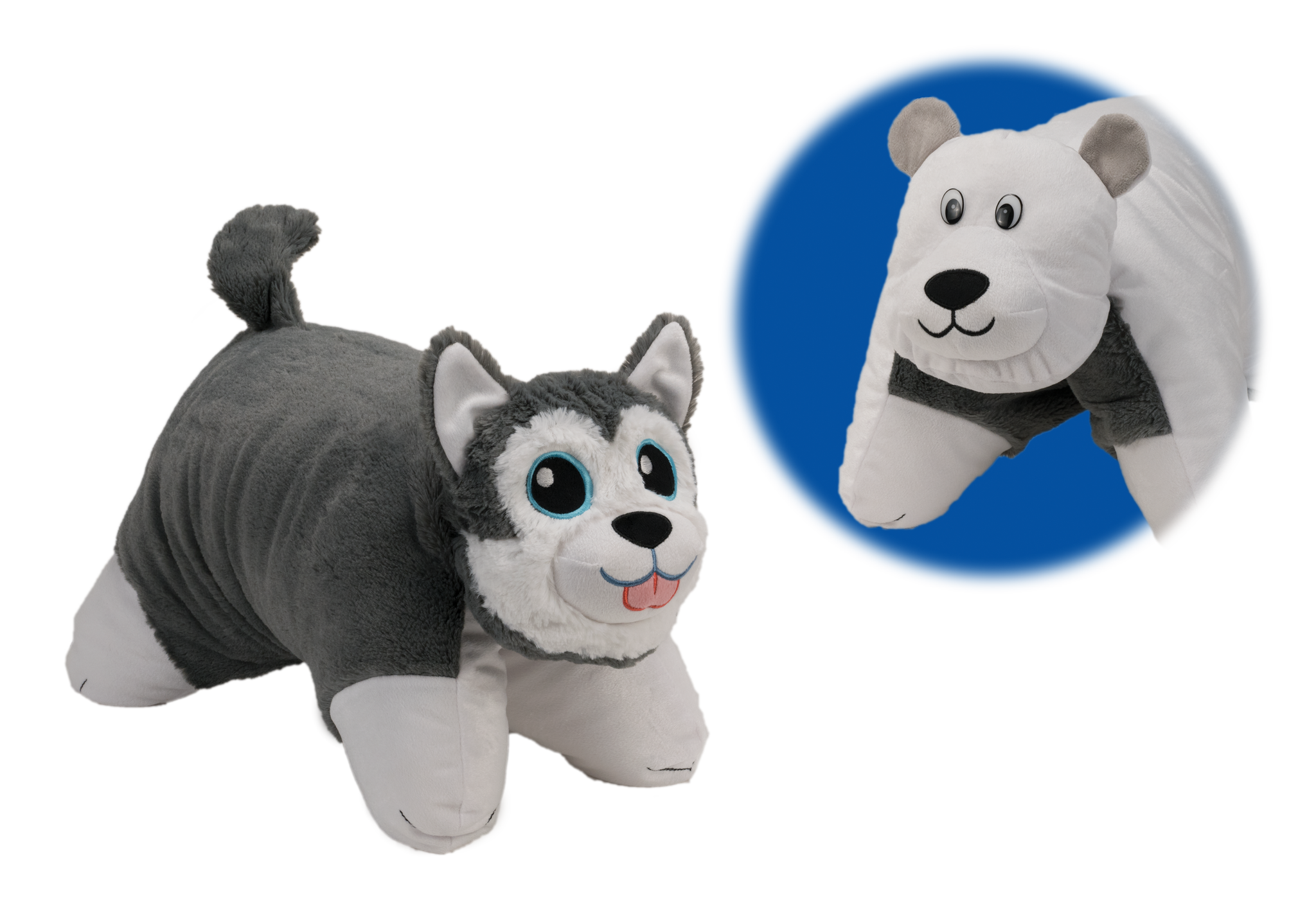 Flip 'N Play Friends 2 in 1 Plush to Pillow Husky to Polar Bear - image 1 of 3