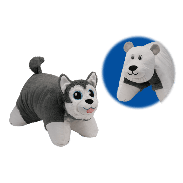 Flip 'N Play Friends 2 in 1 Plush to Pillow Husky to Polar Bear