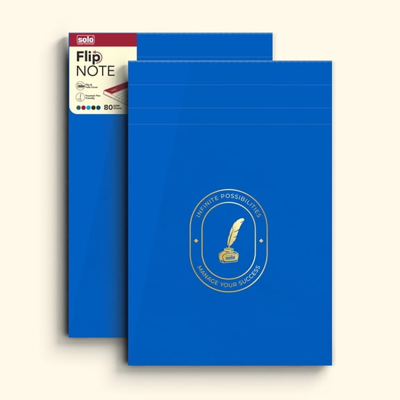 Flip Note A5 Notepad Velvet Finish Cover, 80 Sheets Premium Smooth Paper (Blue) Pack Of 2