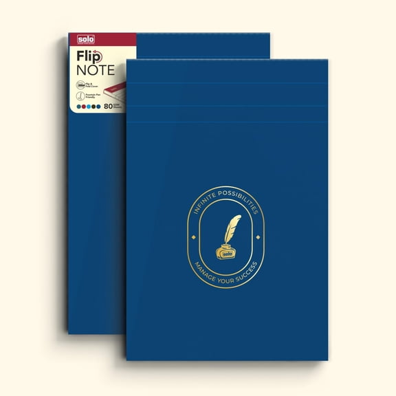 Flip Note A5 Notepad Velvet Finish Cover, 80 Sheets, Smooth Paper (Dark Blue) Pack Of 2
