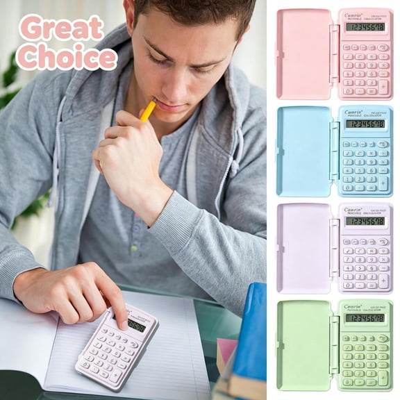 Flip-Open Portable Calculator, 8-Digit LCD Display Compact Pocket Calculator with Protective Case, Battery-Powered Basic Calculator for Home, Office & Daily Use