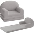 thumbnail image 1 of Flip-Out Sherpa 2-in-1 Convertible Chair to Lounger for Kids, Grey, 1 of 7