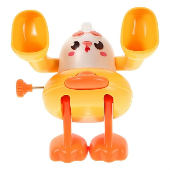 Flip Over Wind Up Chicken Toy - Plastic Somersault Action Novelty for Party Favors | Funny Animated Animal Desk Toy (Gray)