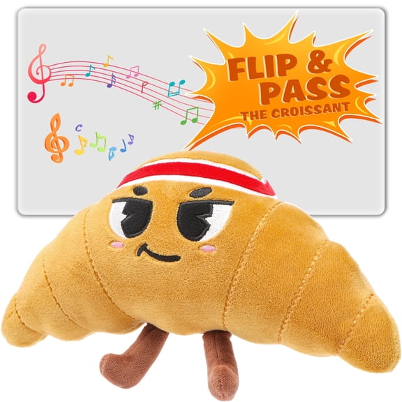 Croissant Hot Potato Game for Kids, Interactive Flip and Pass Party Game with 3 Play Modes, 50+ Funny Sounds and Sayings, Indoor and Outdoor Family Game, Birthday Gift for Boys and Girls Ages 3-8
