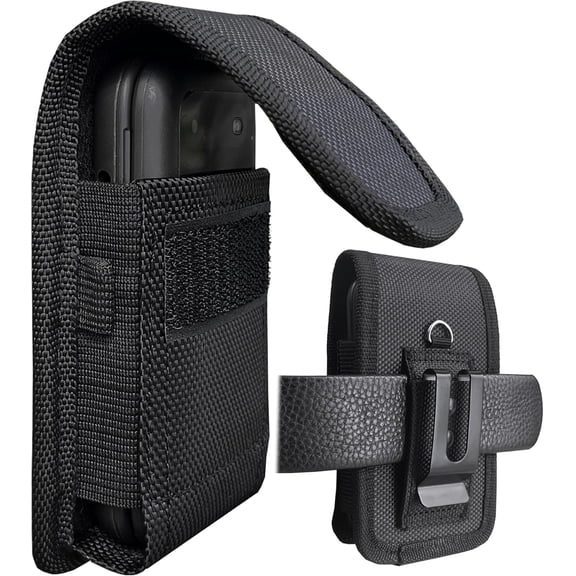 Flip Phone Case with Belt Clip and Loop, Durable Oxford Cloth Pouch Holster for TCL Flip Go Pro Classic, Alcatel Go, Nokia 2660, Cingular, Wine 2 LTE, Jitterbug,