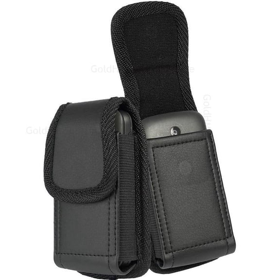 Flip Phone Case, Black Vegan Leather Vertical Pouch with Belt Loop, Metal Clip, Magnetic Closure Phone Pouch Belt Clip Waist Bag for Nokia 2760 Flip Leather Case