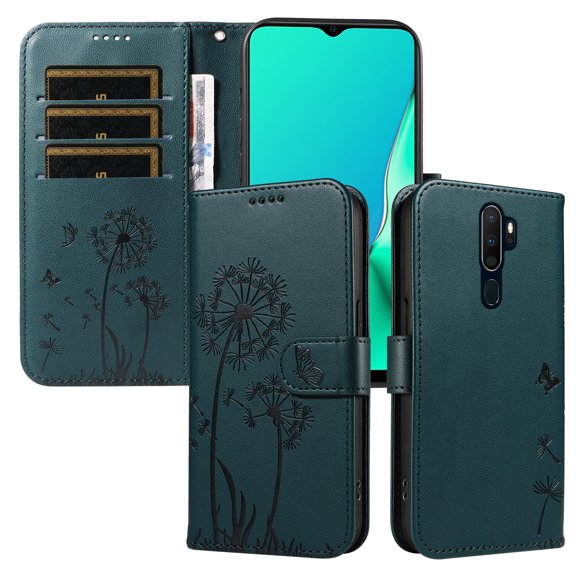 Flip Phone Case for OPPO A11, Kickstand and 3 Card Slots, Shockproof and Scratch Resistant, Blue