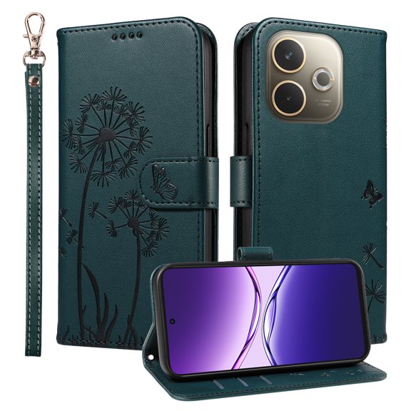 Flip Phone Case for OPPO A5 Pro 4G, Kickstand and 3 Card Slots, Shockproof and Scratch Resistant, Blue