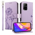 thumbnail image 1 of Flip Phone Case for OPPO A95 5G, Kickstand and 3 Card Slots, Shockproof and Scratch Resistant, Purple, 1 of 14