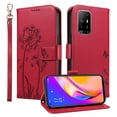 thumbnail image 1 of Flip Phone Case for OPPO A95 5G, Kickstand and 3 Card Slots, Shockproof and Scratch Resistant, Red, 1 of 14