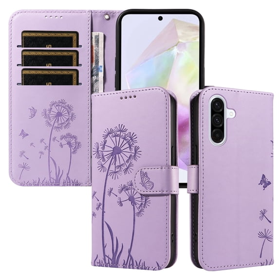 Flip Phone Case for Samsung Galaxy A36, Card Holder and Kickstand, Shockproof and Scratch Resistant, Purple