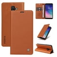 thumbnail image 1 of Flip Phone Case for Samsung Galaxy A6 Plus 2018, Kickstand and 2 Card Slots, Shockproof and Scratch Resistant, Brown, 1 of 15