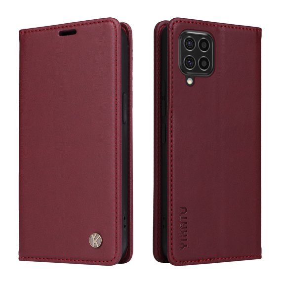 Flip Phone Case for Samsung Galaxy M62, Kickstand and 2 Card Slots, Shockproof and Scratch Resistant, Red