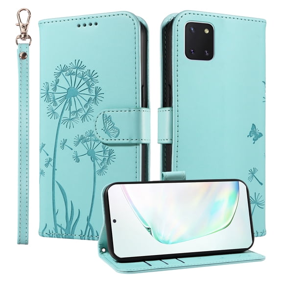 Flip Phone Case for Samsung Galaxy Note 10 Lite, Card Holder and Kickstand, Shockproof and Scratch Resistant, Green