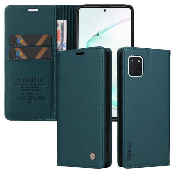 Flip Phone Case for Samsung Galaxy Note 10 Lite, Kickstand and 2 Card Slots, Shockproof and Scratch Resistant, Blue