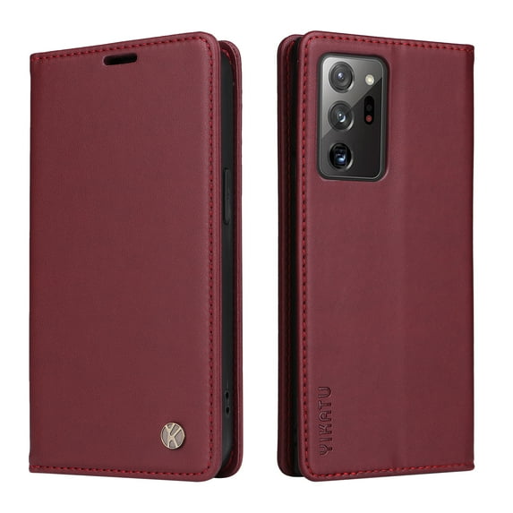 Flip Phone Case for Samsung Galaxy Note 20 Ultra 5G, Kickstand and 2 Card Slots, Shockproof and Scratch Resistant, Red