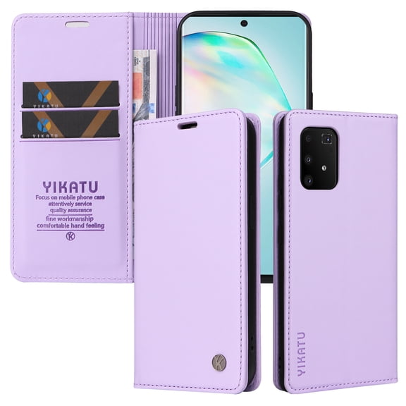 Flip Phone Case for Samsung Galaxy S10 Lite, Kickstand and 2 Card Slots, Shockproof and Scratch Resistant, Purple