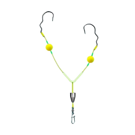 Flip & Reverse Bottom Fishing Rig - Double Hook Tandem Setup with Swivel (Durable Metal & Line)