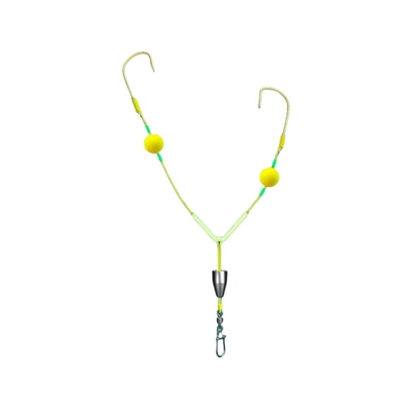 Flip & Reverse Bottom Fishing Rig - Double Hook Tandem Setup with Swivel (Durable Metal & Line)