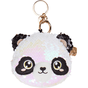 Flip Sequin Pandas Purse Stuffed Animal Plush Toy with Reversible Sequins Sparkle Fashion Outfit Paired with Shoulder Bag Cute Home and Nursery Animal Decorations 4