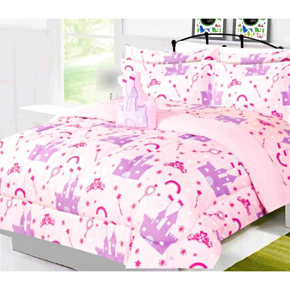 Flip & Snuggle Reversible 8-Piece Full Size Castle Princess Palace Bedding Set with Plush Toy & Matching Sheets