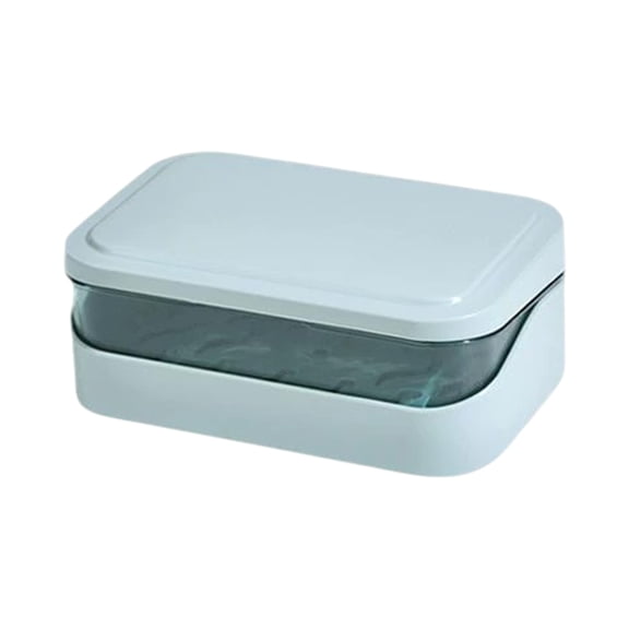 Flip Soap Holder with Drainage Lid Compact 5X3 Inch Bar Soap Container for Bathroom Kitchen Shower Saver Box Blue
